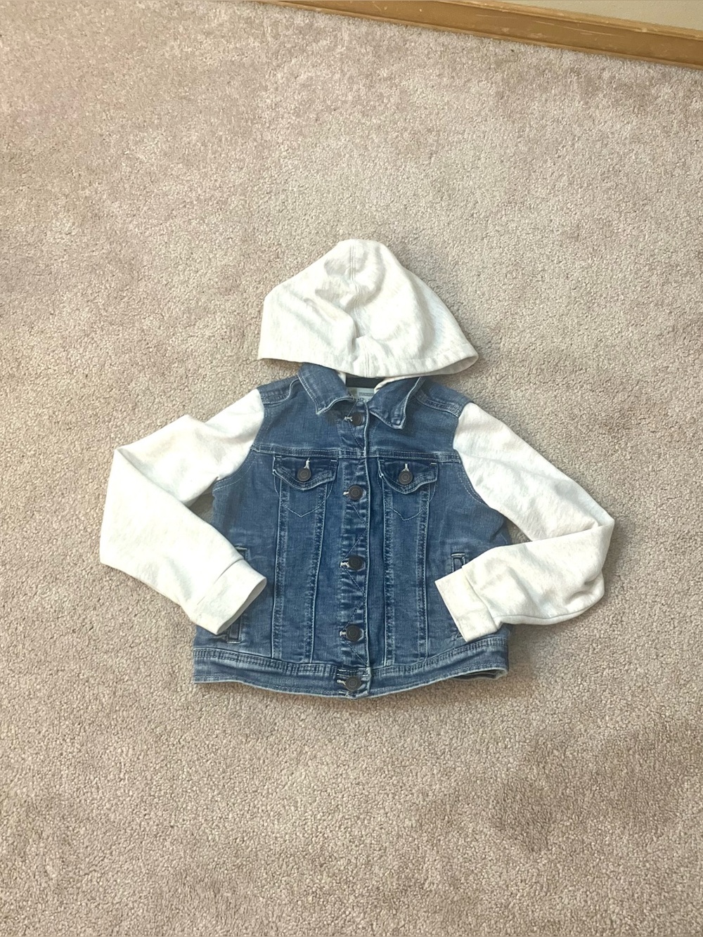 Tucker + Tate Rainbow Heart Denim Shacket, Medium Wash/Cream - Size 7 (VGUC)